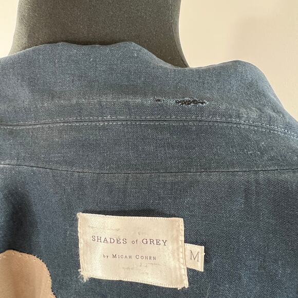 Shades of Grey Blue Two Button Long Sleeve Notched Lapel Linen Blazer Size M - Picture 8 of 10